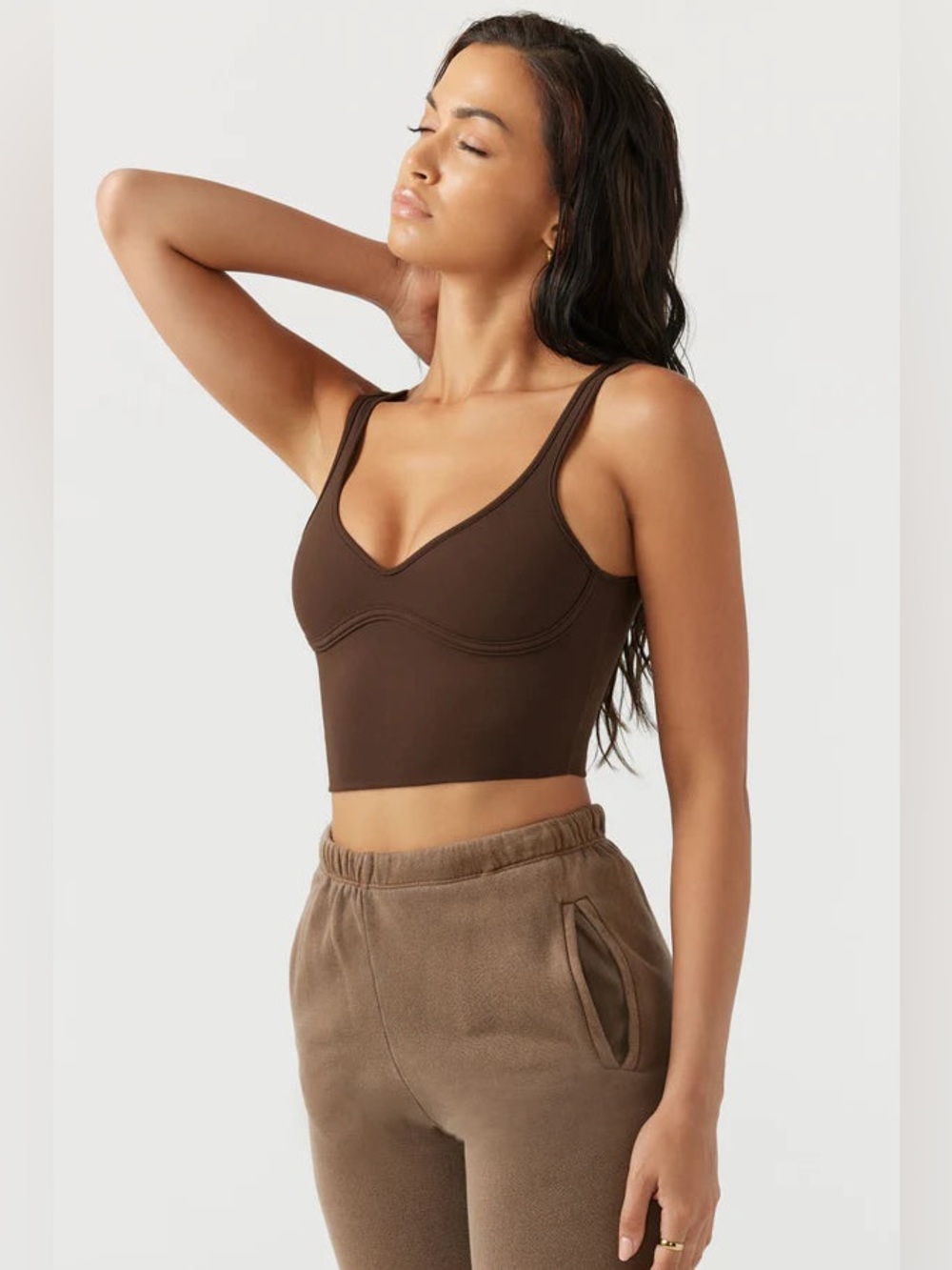 Joah Brown Contour Crop Tank in Suede Umber - Picture 8 of 8